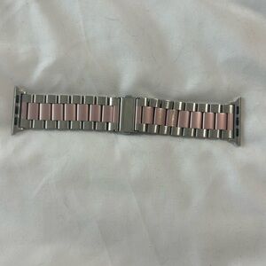 Pink and silver apple watch band